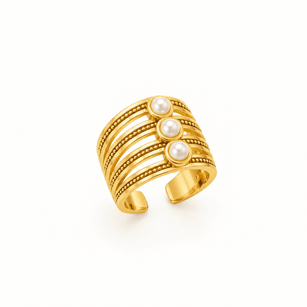 Golden Pearl Multi-Band Ring